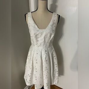 Trina Turk white flower lace mini dress